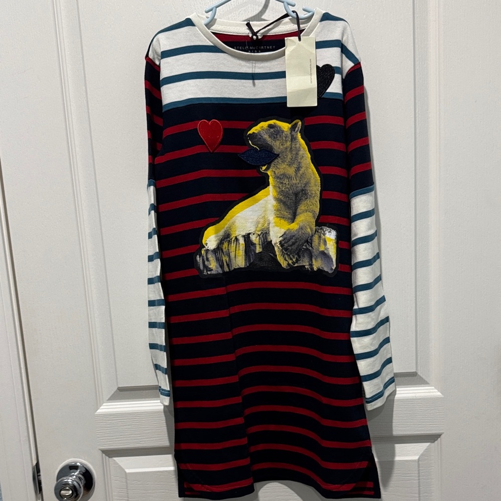 Stella McCartney Kids Blue and Red Striped Dress